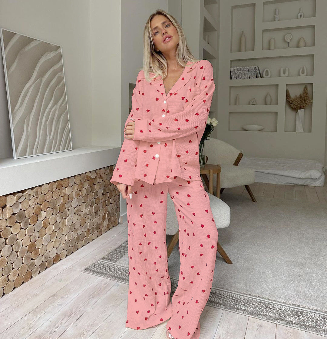 Heart Print Pajama Set – Two Piece