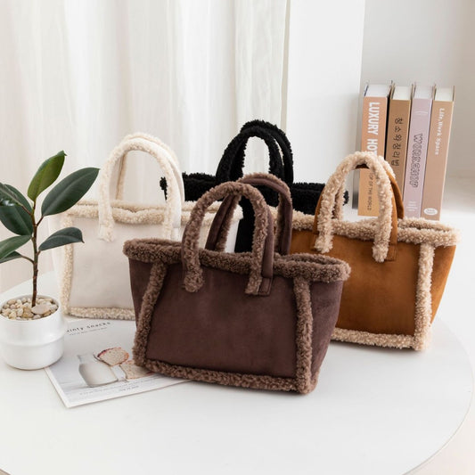 Plush Crossbody Tote Bag - Women's Soft Shoulder Handbag