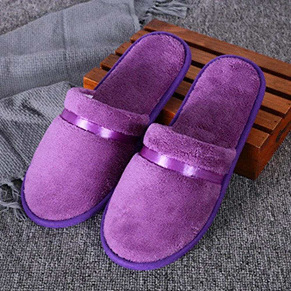 Winter Unisex Home Slippers Non-slip Coral Fleece Soft Warm Flip Flops