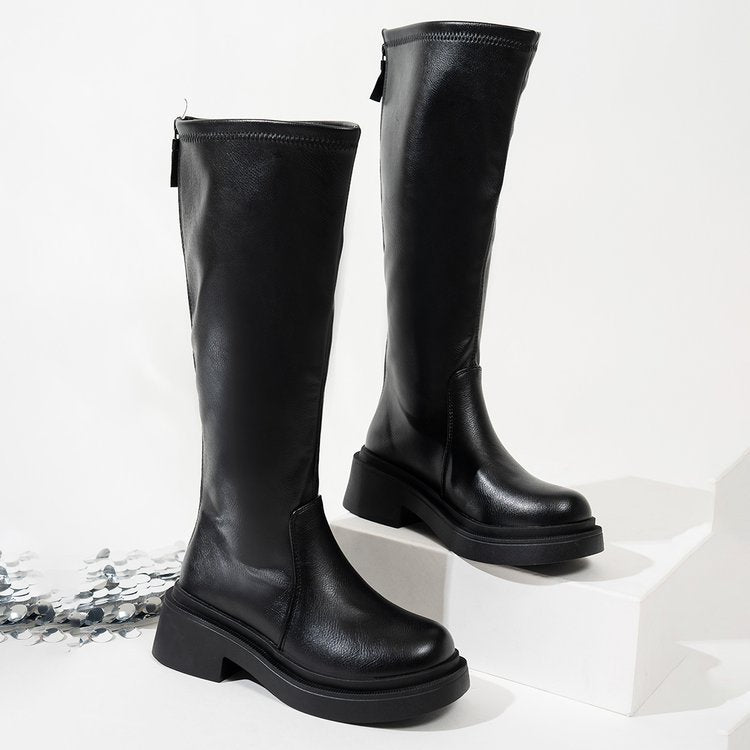 Bottes d'équitation épaisses, rehaussantes et amincissantes pour femme