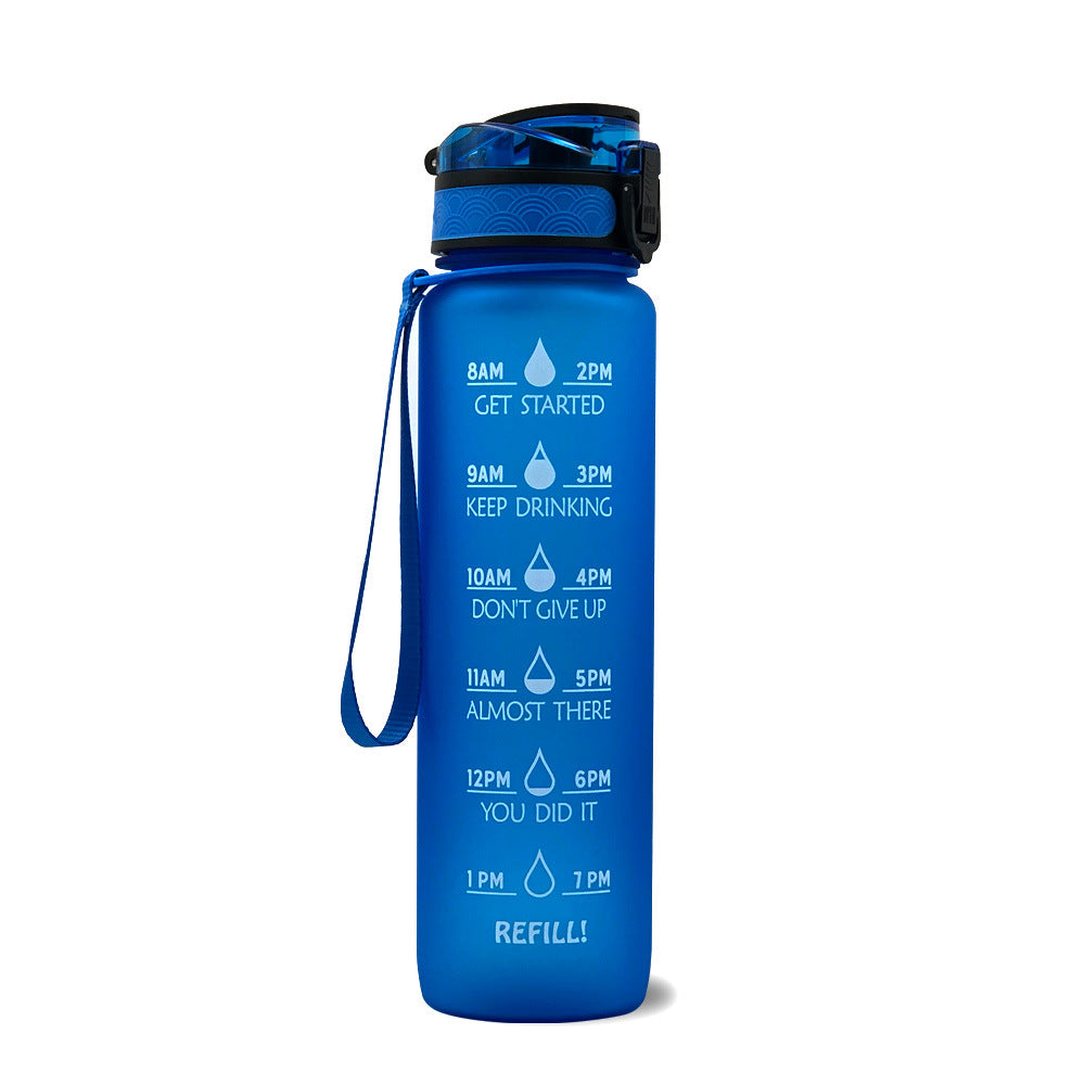 1L Motivational Water Bottle with Time Marker - Leakproof Sports Bottle with Bounce Cover