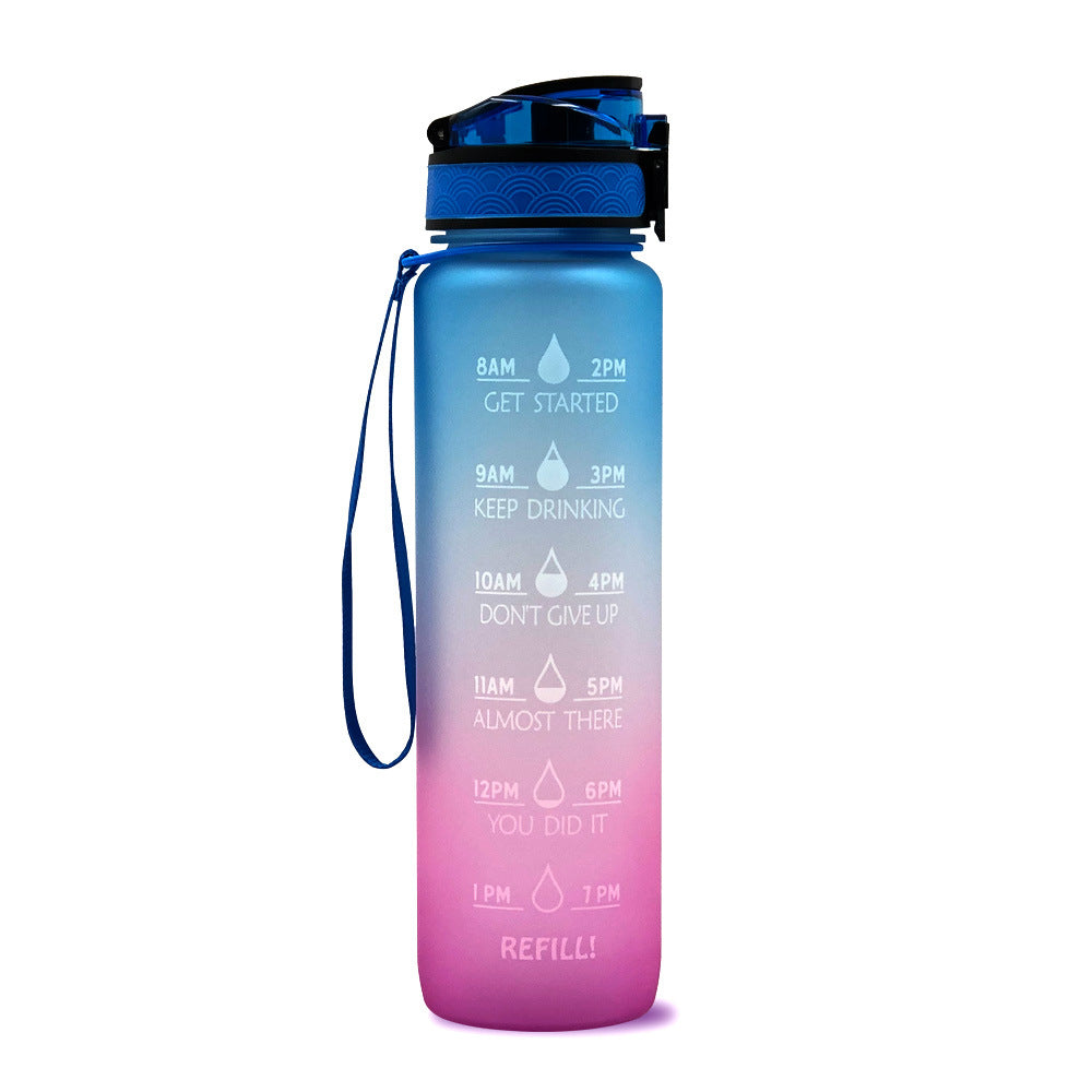 1L Motivational Water Bottle with Time Marker - Leakproof Sports Bottle with Bounce Cover