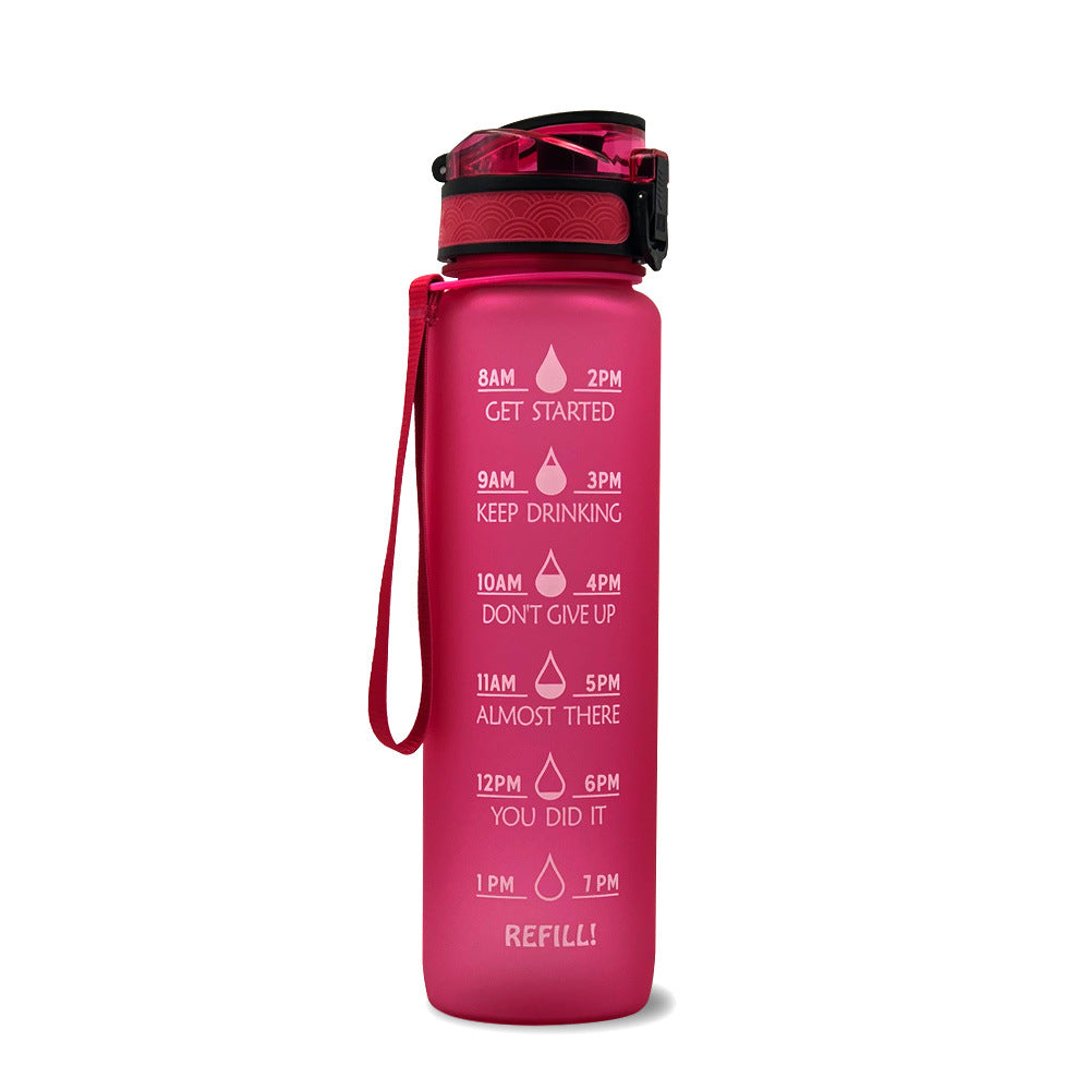 1L Motivational Water Bottle with Time Marker - Leakproof Sports Bottle with Bounce Cover