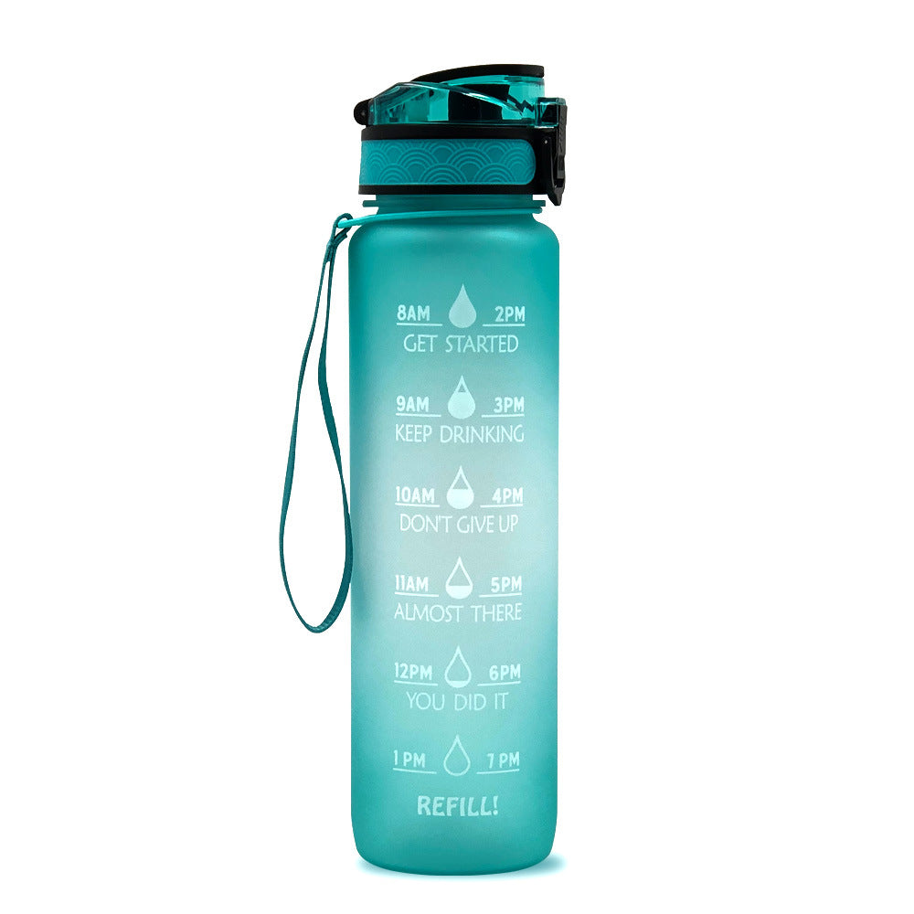 1L Motivational Water Bottle with Time Marker - Leakproof Sports Bottle with Bounce Cover
