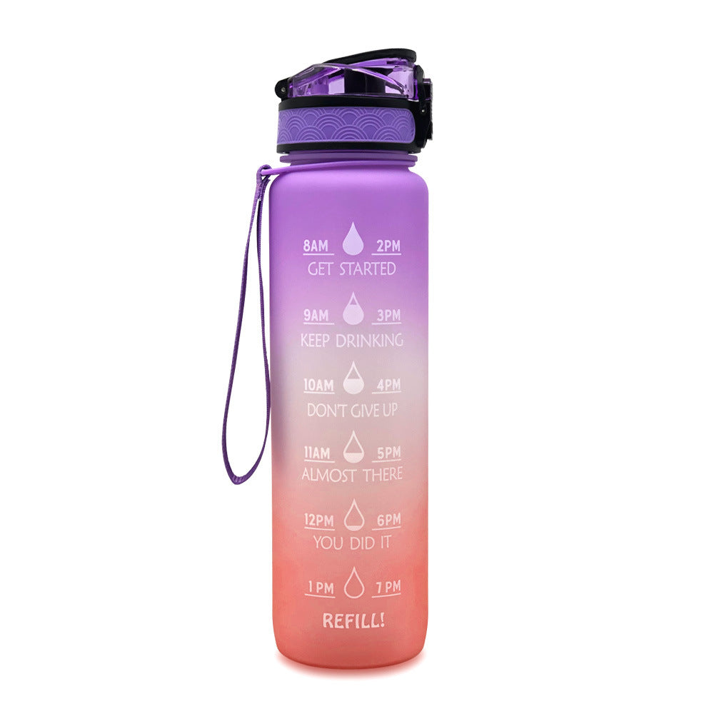1L Motivational Water Bottle with Time Marker - Leakproof Sports Bottle with Bounce Cover