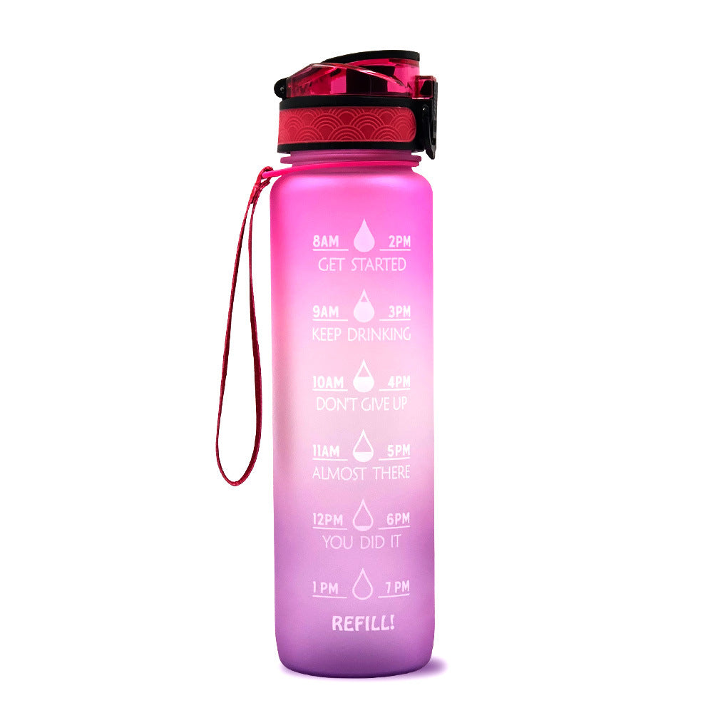 1L Motivational Water Bottle with Time Marker - Leakproof Sports Bottle with Bounce Cover