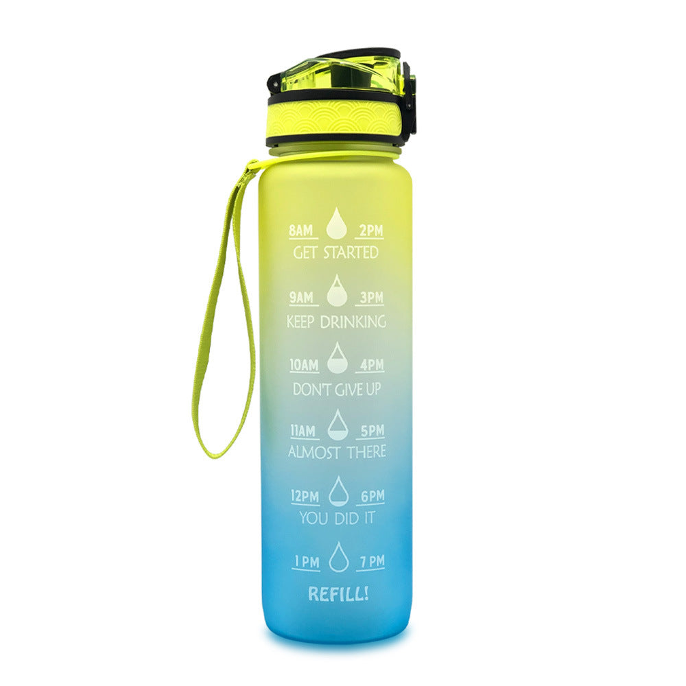 1L Motivational Water Bottle with Time Marker - Leakproof Sports Bottle with Bounce Cover