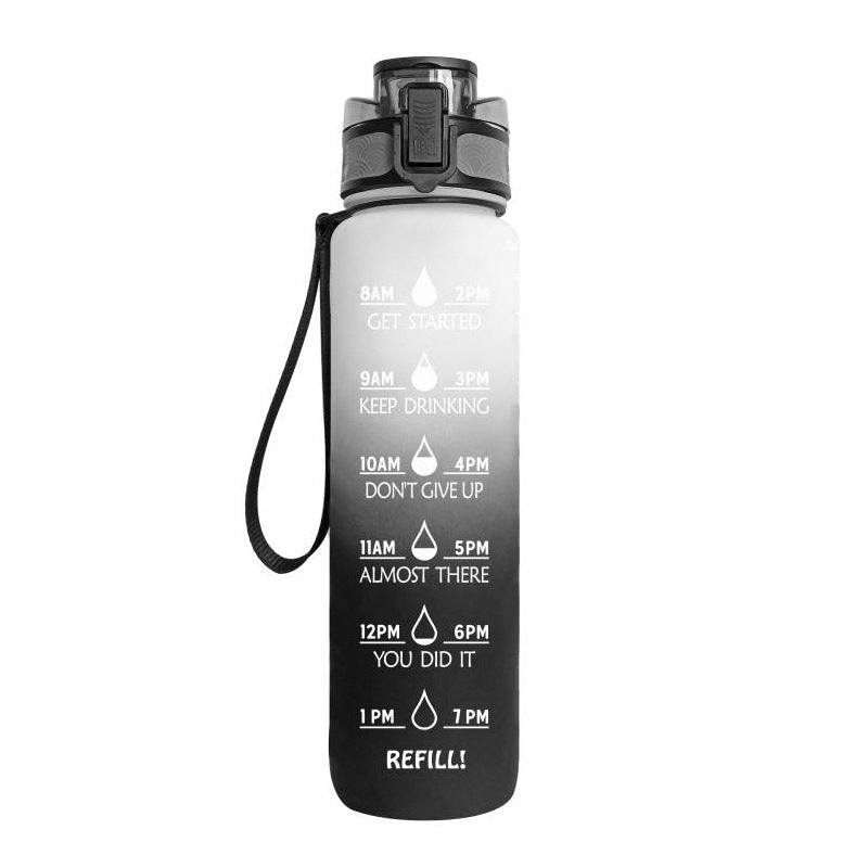 1L Motivational Water Bottle with Time Marker - Leakproof Sports Bottle with Bounce Cover
