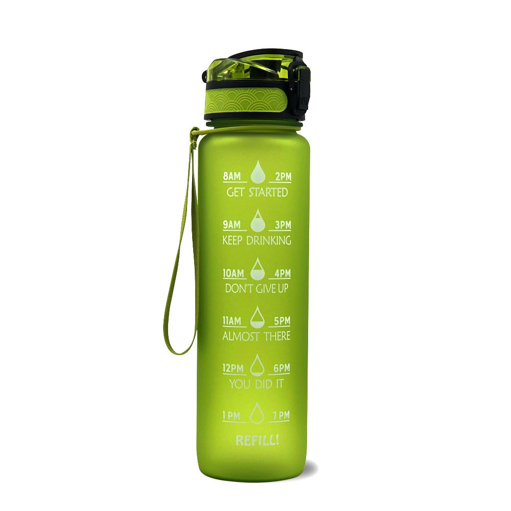1L Motivational Water Bottle with Time Marker - Leakproof Sports Bottle with Bounce Cover