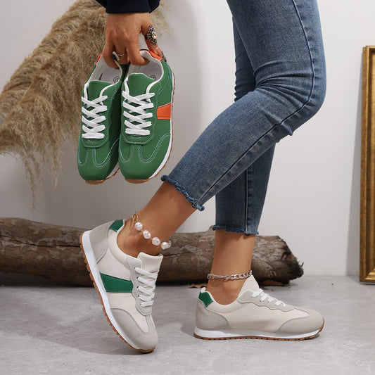 Women's Thick Sole Platform Sneakers - Casual Lace-Up Round Toe Elevating Shoes