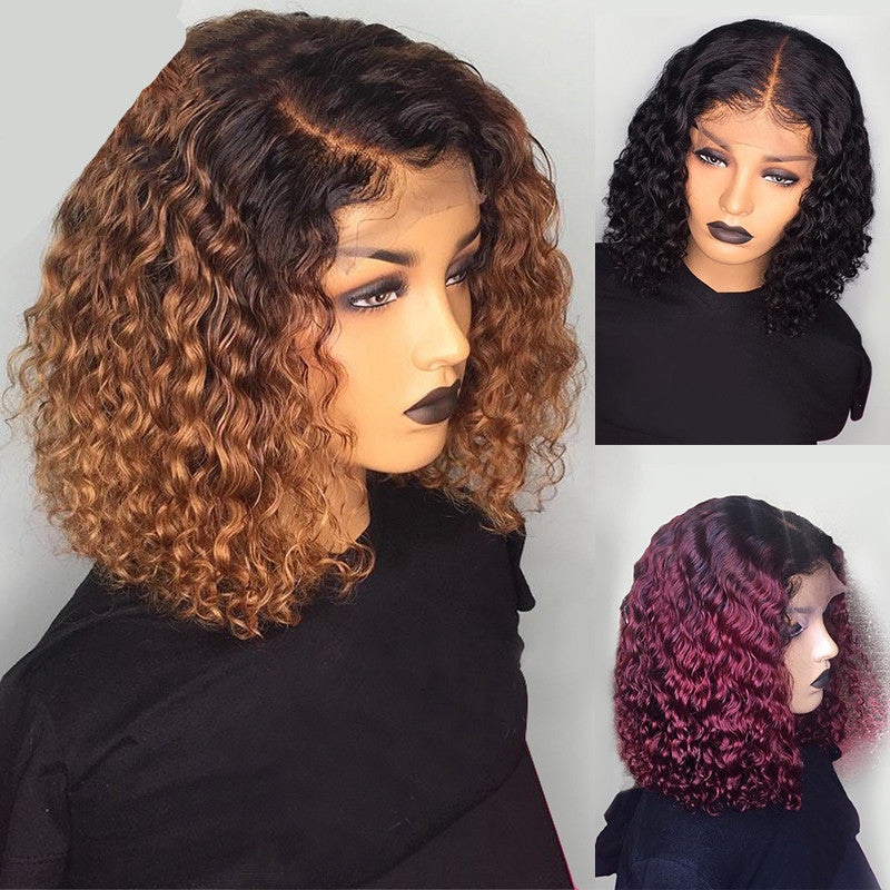 Human Hair Water Wave Bob Wig - 100% Natural Hair
