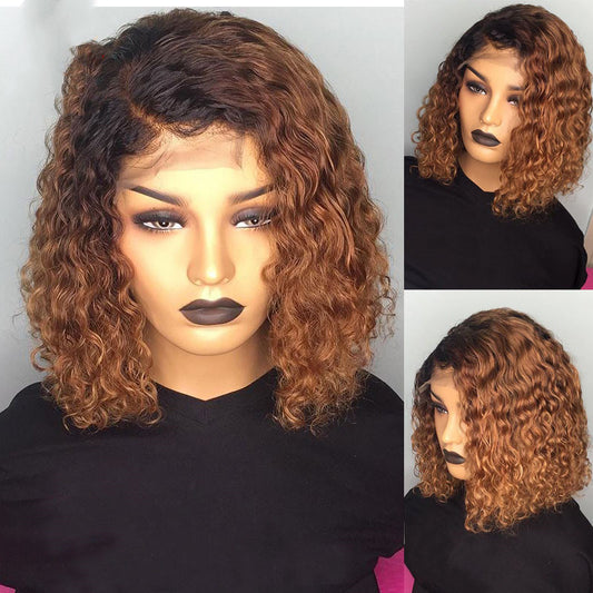 Human Hair Water Wave Bob Wig - 100% Natural Hair