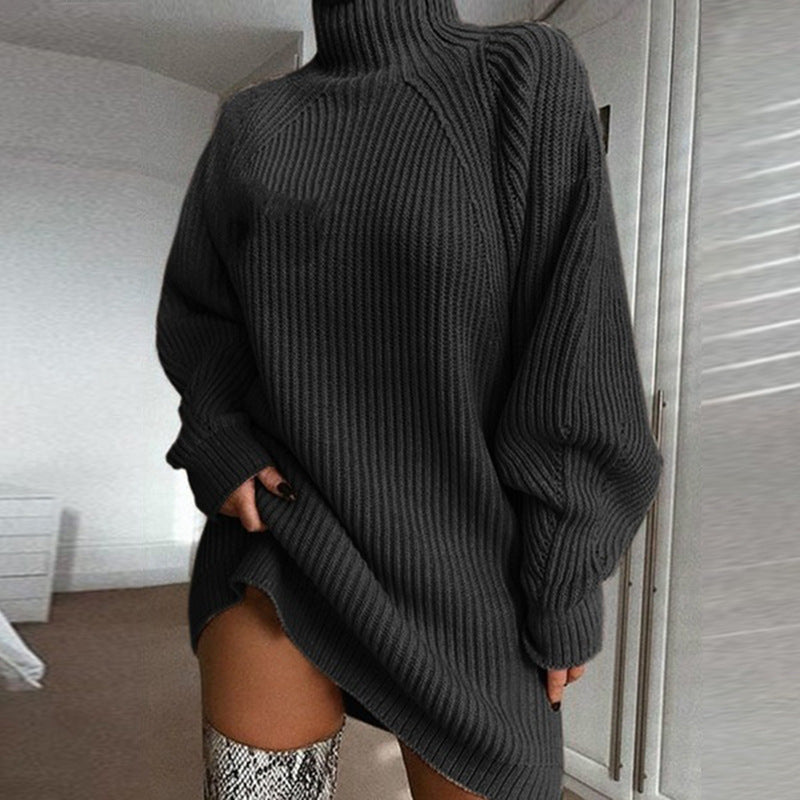 Women's Turtleneck Sweater Dress - Warm Winter Knit