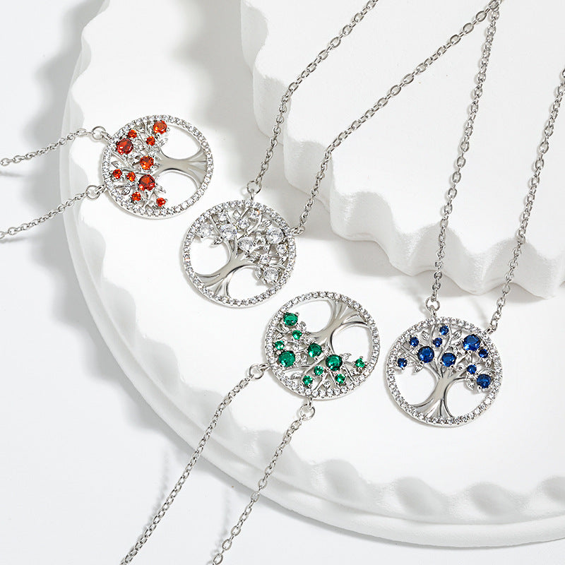 Tree Of Life Necklace - Hollow Colorful Zircon Pendant