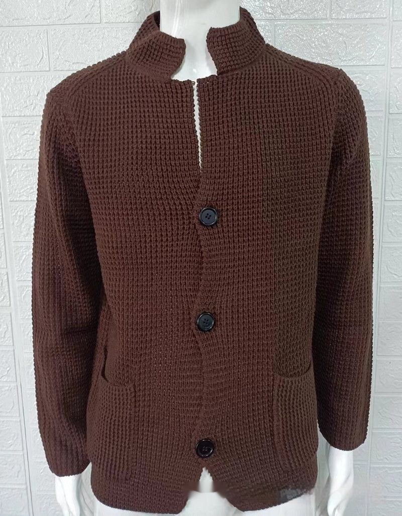 Men's Slim Fit Stand Collar Knit Cardigan