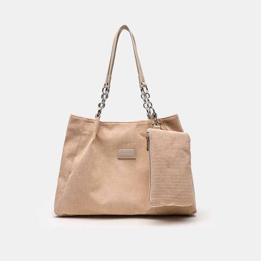 High-Capacity Corduroy Tote Bag - Commuter Shoulder Bag