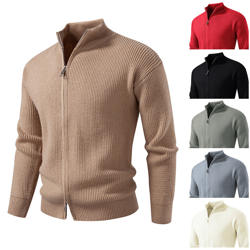 Zip-Up Cardigan Sweater Coat - Men's Streetwear Layering
