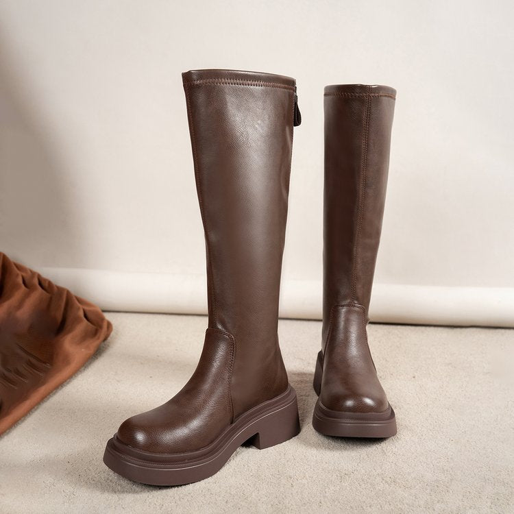 Bottes d'équitation épaisses, rehaussantes et amincissantes pour femme