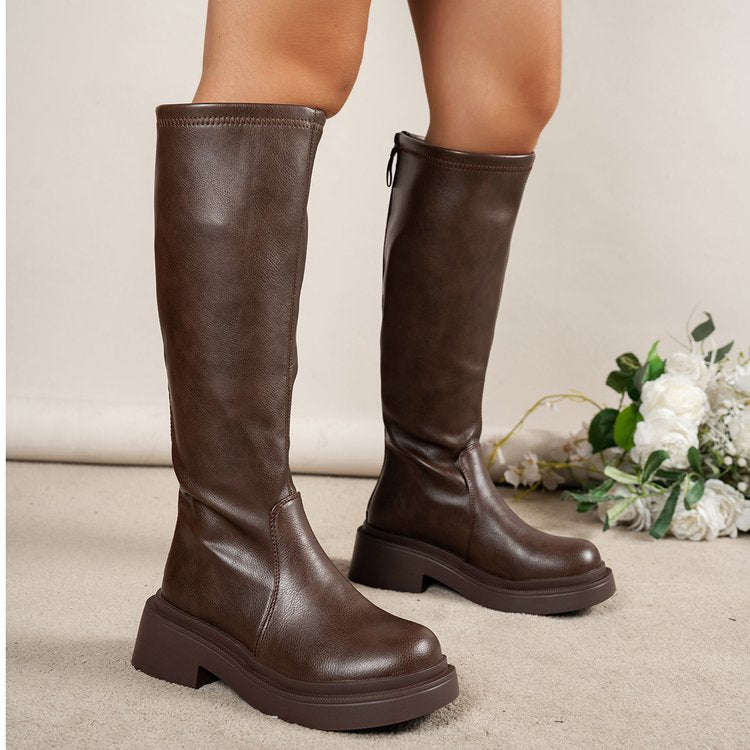 Bottes d'équitation épaisses, rehaussantes et amincissantes pour femme