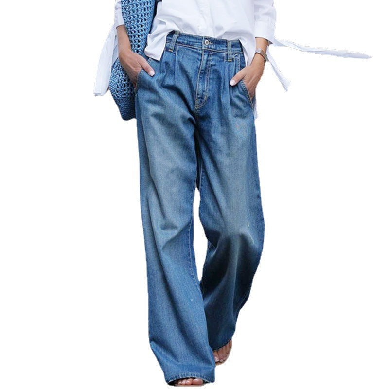 Women  High Waist Blue Jeans Baggy style