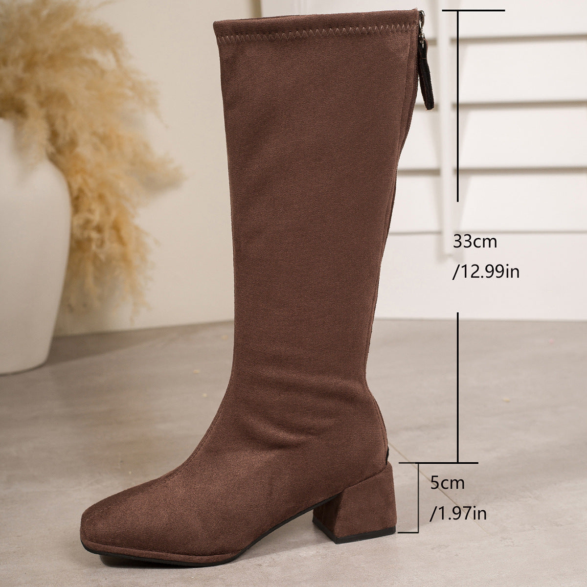 Bottes extensibles à talons épais, flatteuses, pour l'hiver