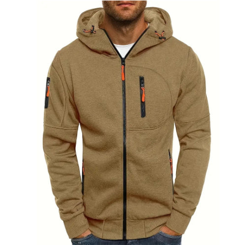 Men's Zip-Up Hooded Sports Jacket