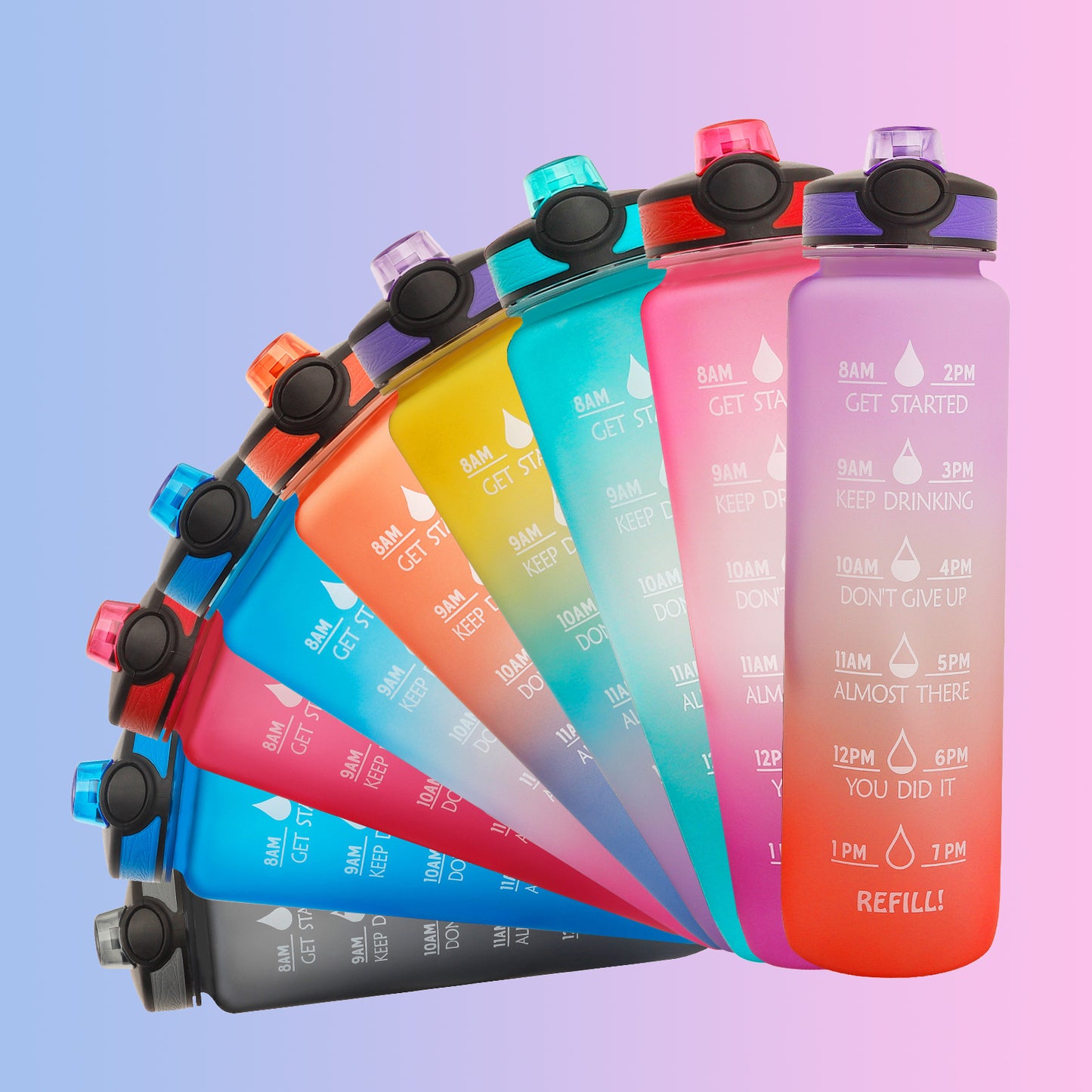 1L Motivational Water Bottle with Time Marker - Leakproof Sports Bottle with Bounce Cover