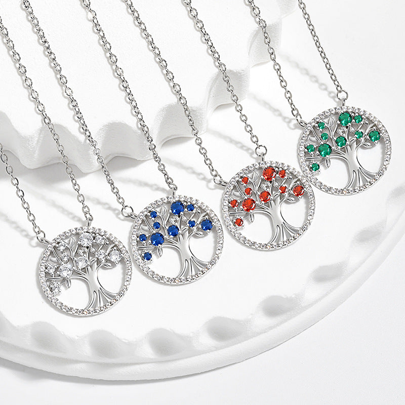 Tree Of Life Necklace - Hollow Colorful Zircon Pendant