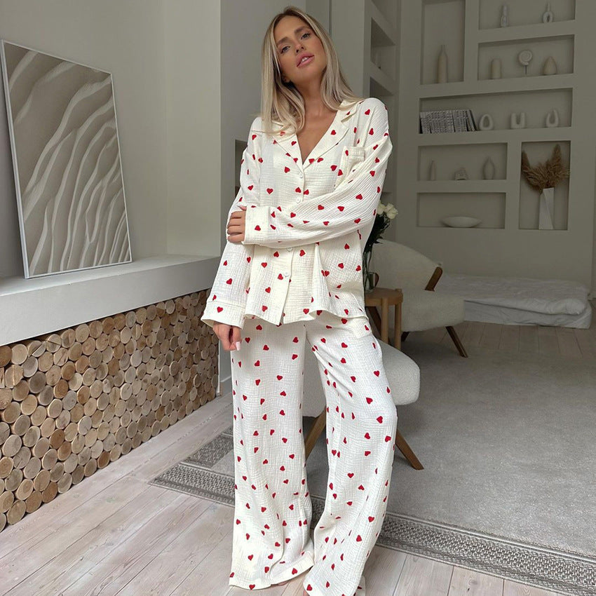 Heart Print Pajama Set – Two Piece