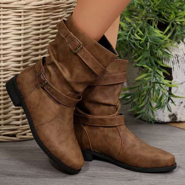 Boots Women's Round Toe Flat