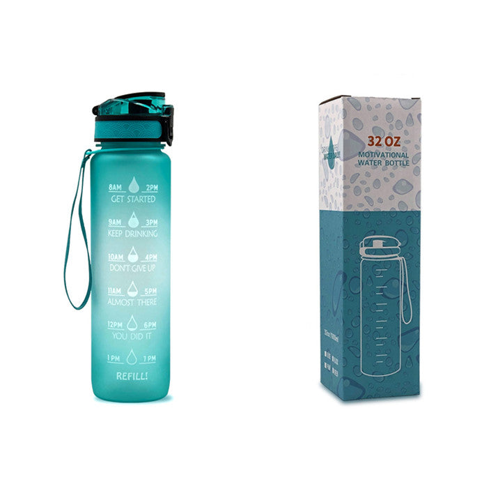 1L Motivational Water Bottle with Time Marker - Leakproof Sports Bottle with Bounce Cover