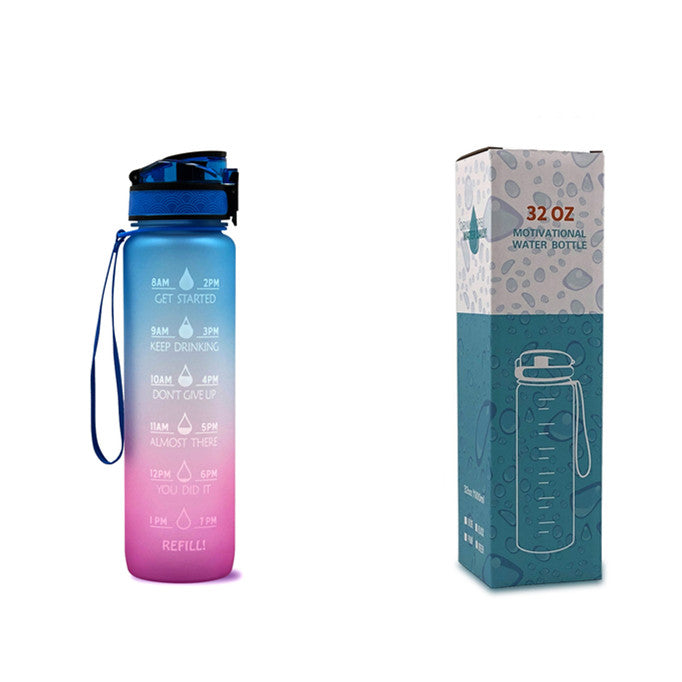 1L Motivational Water Bottle with Time Marker - Leakproof Sports Bottle with Bounce Cover