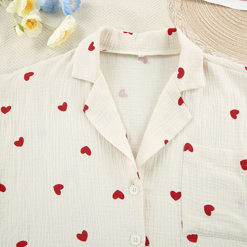 Heart Print Pajama Set – Two Piece