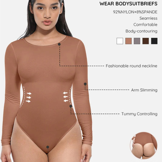 Seamless Long Sleeve Corset Shapewear Bodysuit