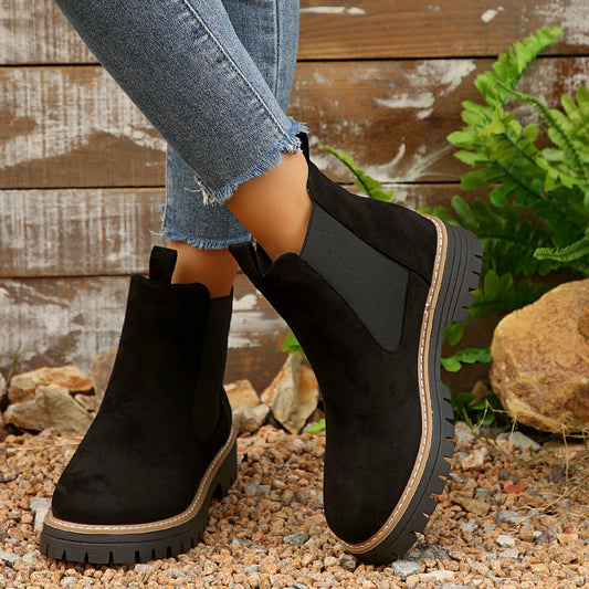 Bottes Chelsea mi-cheville givréesBottes pour femmes élégantes, décontractées et polyvalentes