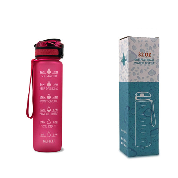 1L Motivational Water Bottle with Time Marker - Leakproof Sports Bottle with Bounce Cover