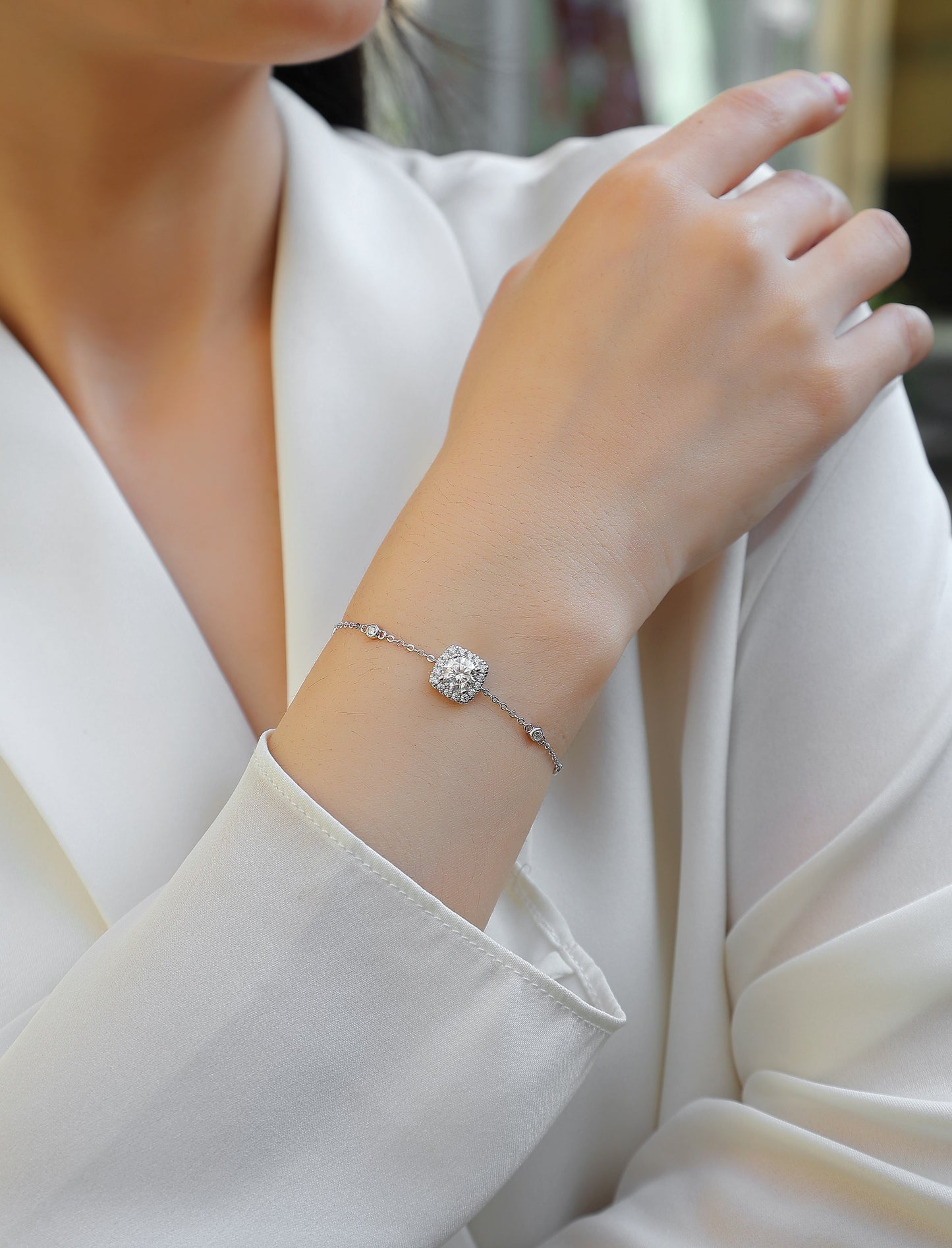 Long-Lasting Love - S925 Platinum Plated Moissanite Bracelet Set