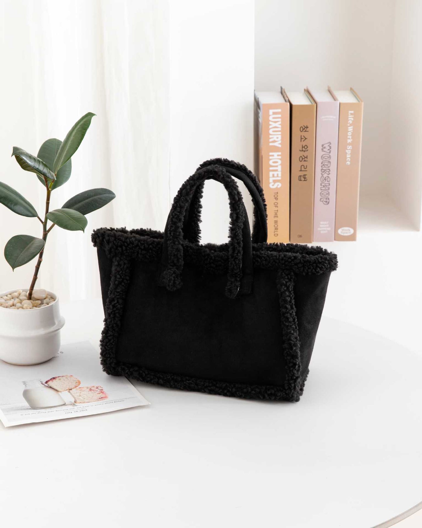 Plush Crossbody Tote Bag - Women's Soft Shoulder Handbag