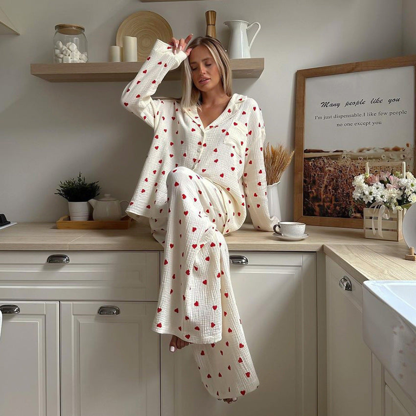 Heart Print Pajama Set – Two Piece