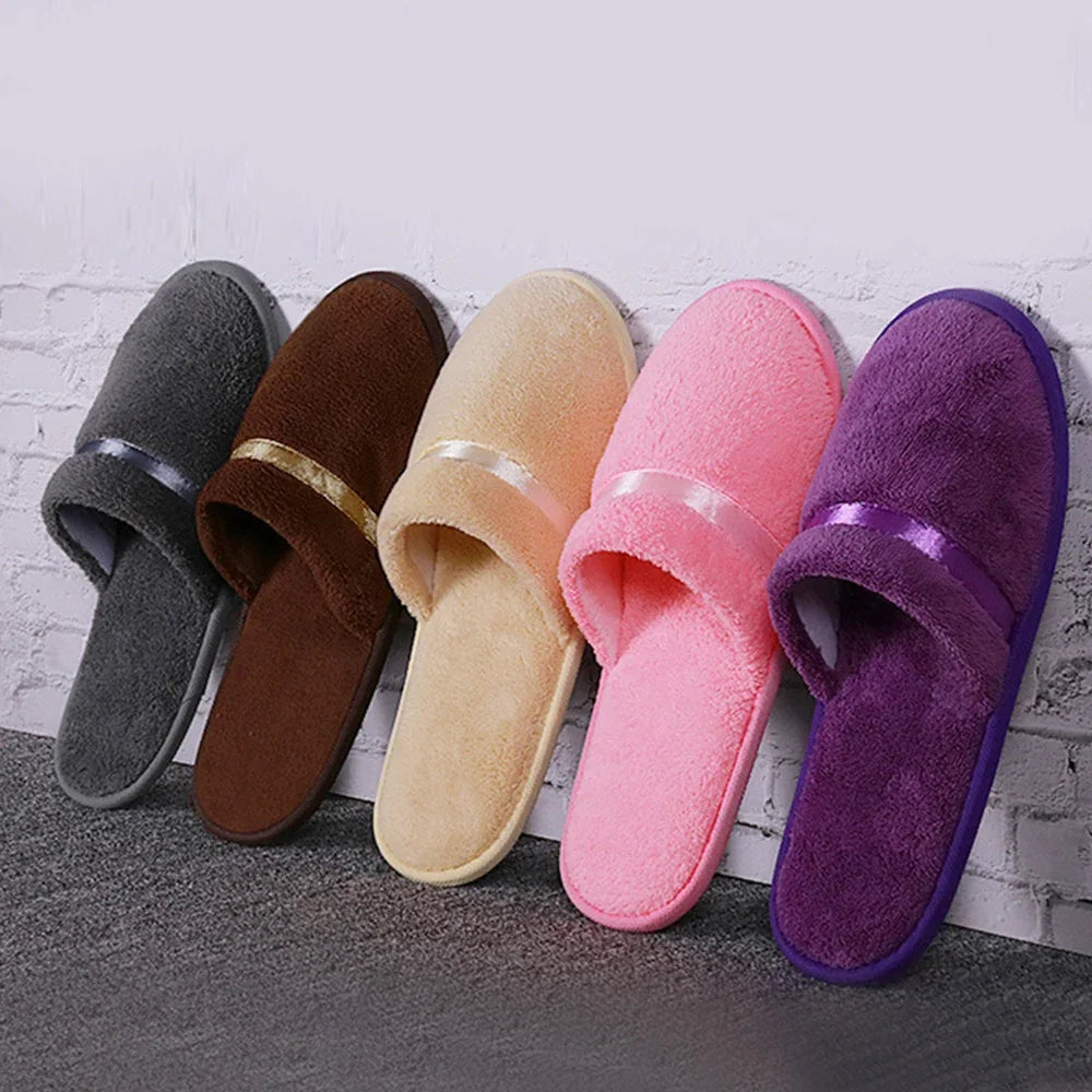 Winter Unisex Home Slippers Non-slip Coral Fleece Soft Warm Flip Flops