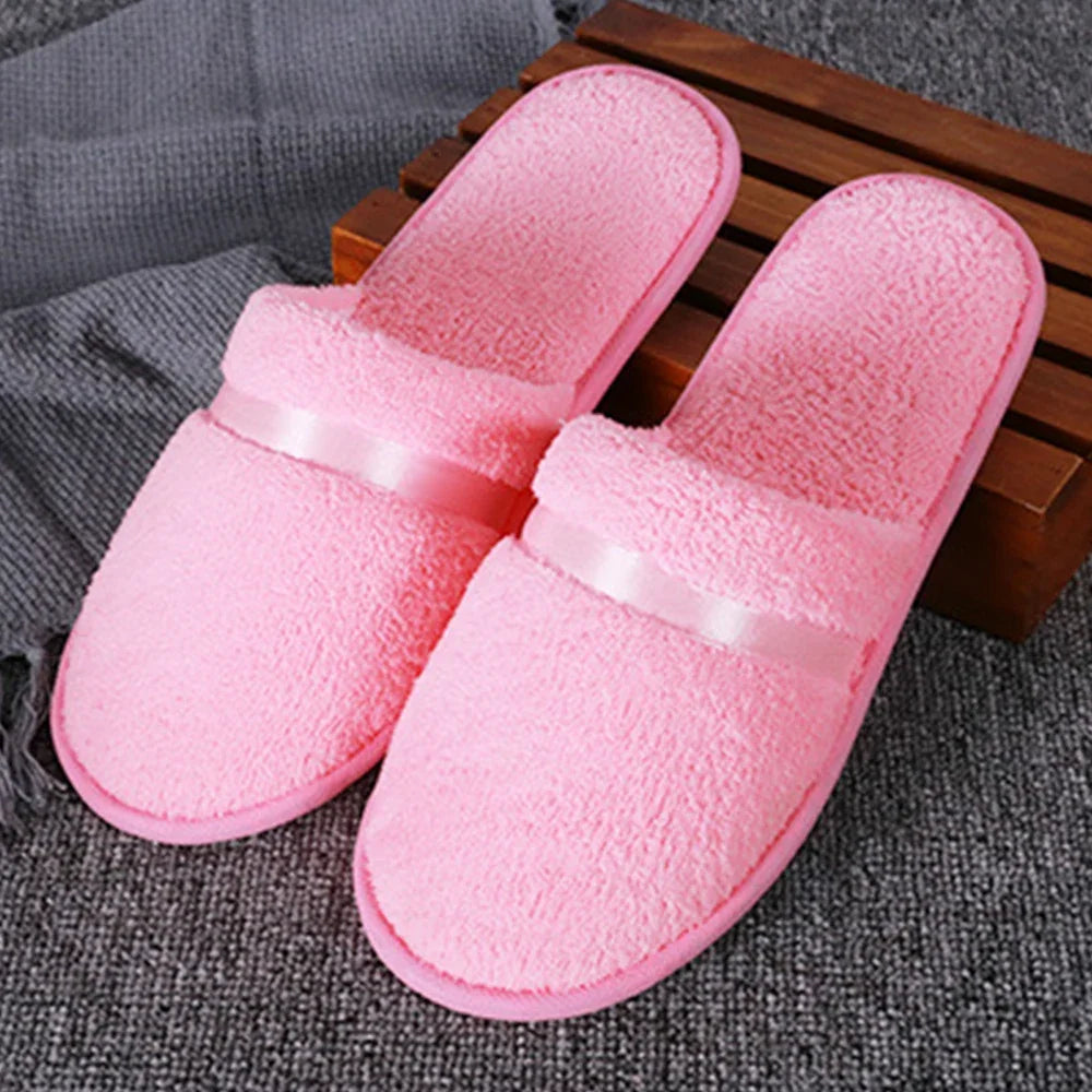 Winter Unisex Home Slippers Non-slip Coral Fleece Soft Warm Flip Flops