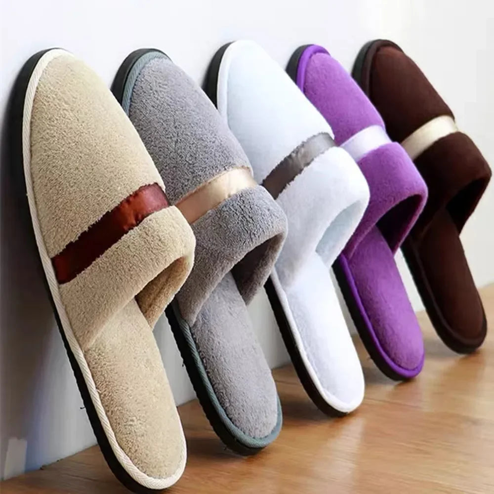 Winter Unisex Home Slippers Non-slip Coral Fleece Soft Warm Flip Flops