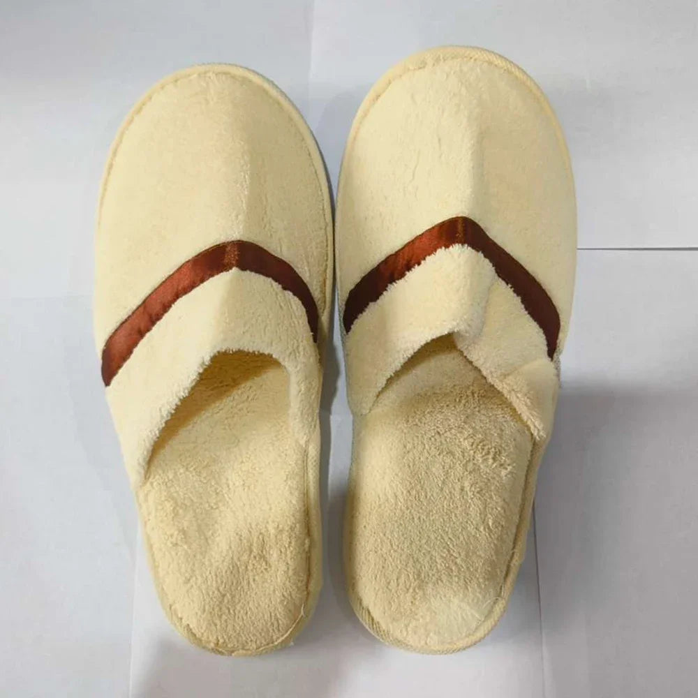Winter Unisex Home Slippers Non-slip Coral Fleece Soft Warm Flip Flops