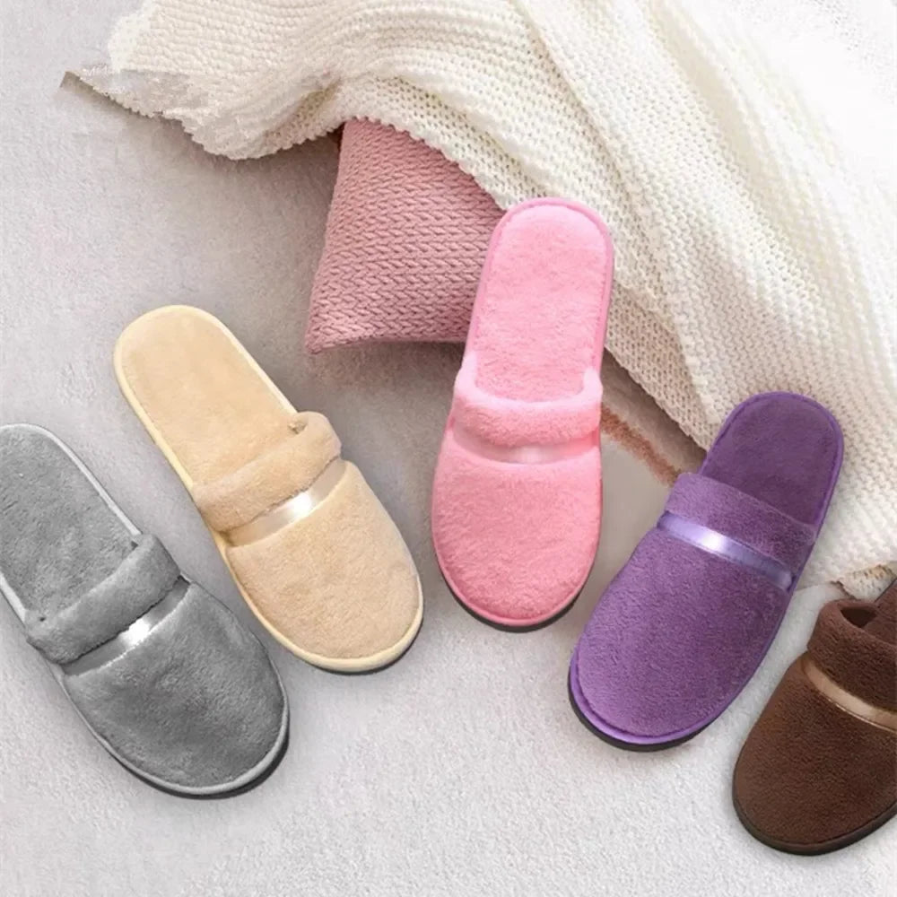 Winter Unisex Home Slippers Non-slip Coral Fleece Soft Warm Flip Flops