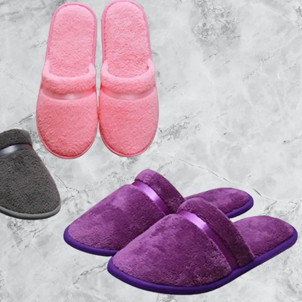 Winter Unisex Home Slippers Non-slip Coral Fleece Soft Warm Flip Flops