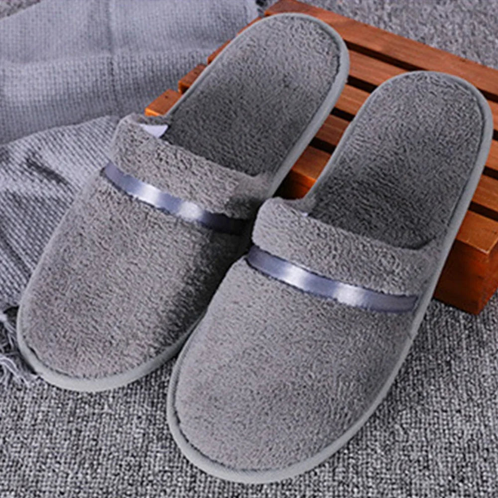 Winter Unisex Home Slippers Non-slip Coral Fleece Soft Warm Flip Flops