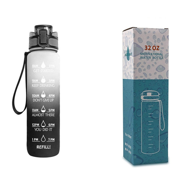 1L Motivational Water Bottle with Time Marker - Leakproof Sports Bottle with Bounce Cover