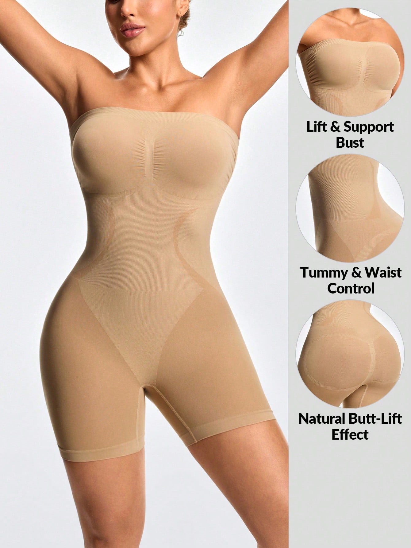 Firm Control Strapless Bodysuit - Bust Support & Tummy Control Shapewear