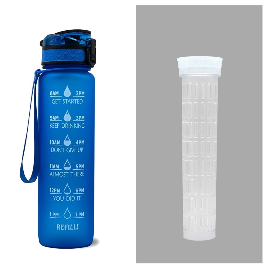 1L Motivational Water Bottle with Time Marker - Leakproof Sports Bottle with Bounce Cover