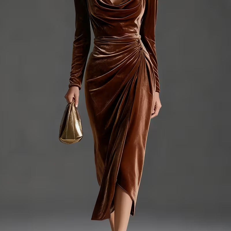 Velvet Pleated Sheath Dress